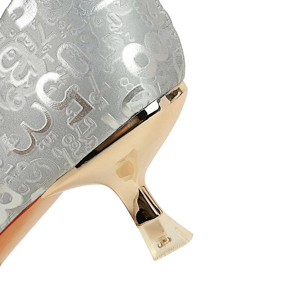 Mid Heel Shallow Mouth Metal Pointed Graffiti Pattern for Slimming Women's Shoes, Spring and Autumn Single Shoes