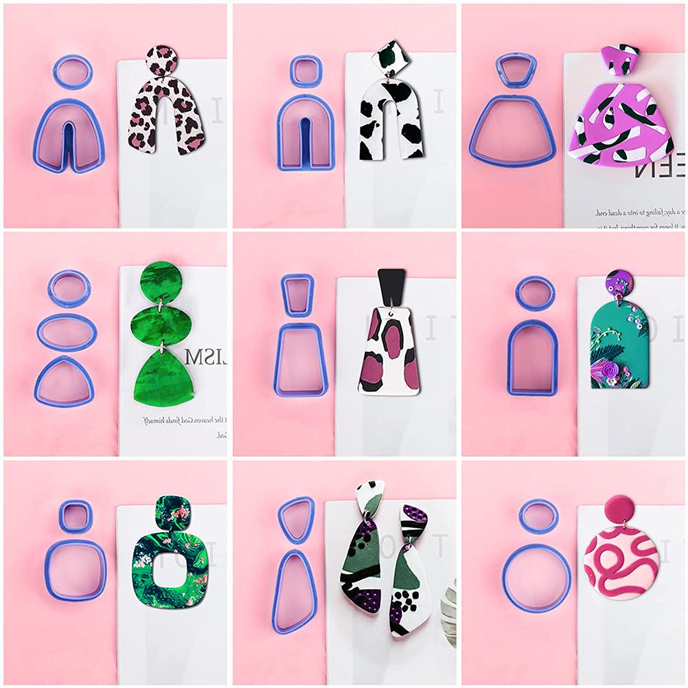 Polymer Clay Cutters DIY Clay Cutters Shapes for Polymer Jewelry Making with Earring Cards Hooks DIY Plastic Bags