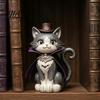 Trendy Desk Accessories Vintage Witch Cat Halloween Decoration, Small Wooden Unique Gift for Her Figurine Farmhouse Mantel, Bookshelf Table,