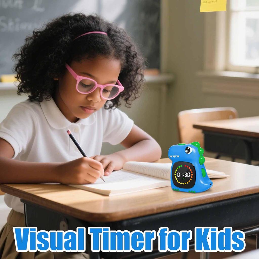 Visueller Timer für das Klassenzimmer Dinosaurier Schreibtisch-Timer Wiederaufladbares LED-Display Stille Countdown-Zeitmessgerät für Zuhause