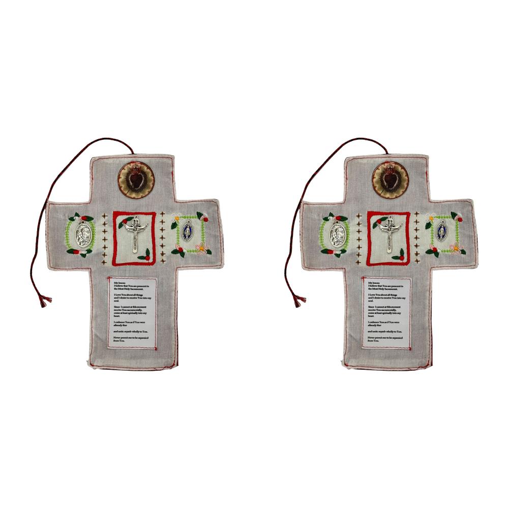 2/1PCS Portable Blessings Shrine With Cross Inside Prayer Quilt Handmade Sew Colorful Quilts Remembrance Christian Prayer Gifts