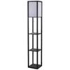 Floor Lamp with Shelves and Top Light, Modern Corner Standing Lamp with TC Fabric Lampshade for Living Room, Bedroom, Bulb not Included, Black