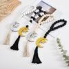Eid Mubarak Wooden Beads Garlands with Acrylic Moon Pendant Tassels Ramadans Islamic Hanging Ornament Muslims Party Decors
