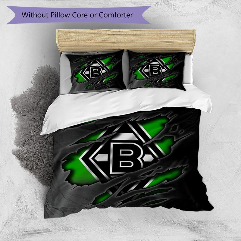 3pcs Duvet Cover Set (1*Duvet Cover + 2*Pillowcase, Without Core), Borussia Monchengladbach Print Bedding Set, Bedroom Decor, All‑Season, Birthday Gif