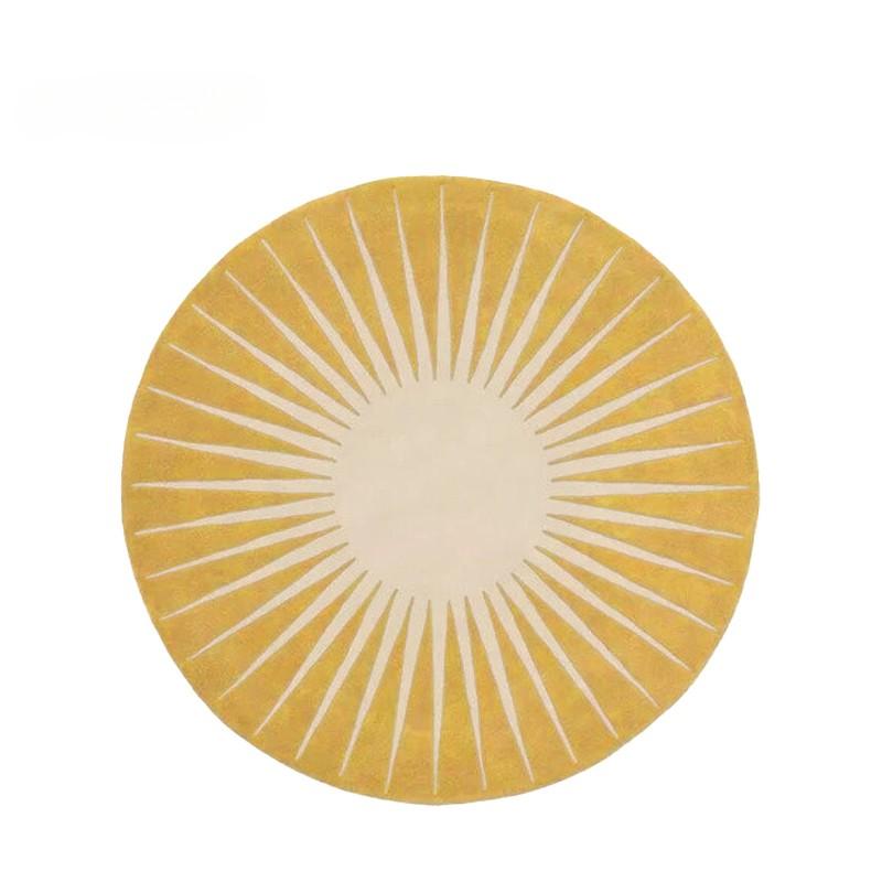 VIKAMA Sunflower Round Rug Contrasting Colours Skin Friendly Short Pile Rug Living Room Bedroom Study Anti Slip Rug Home Decor