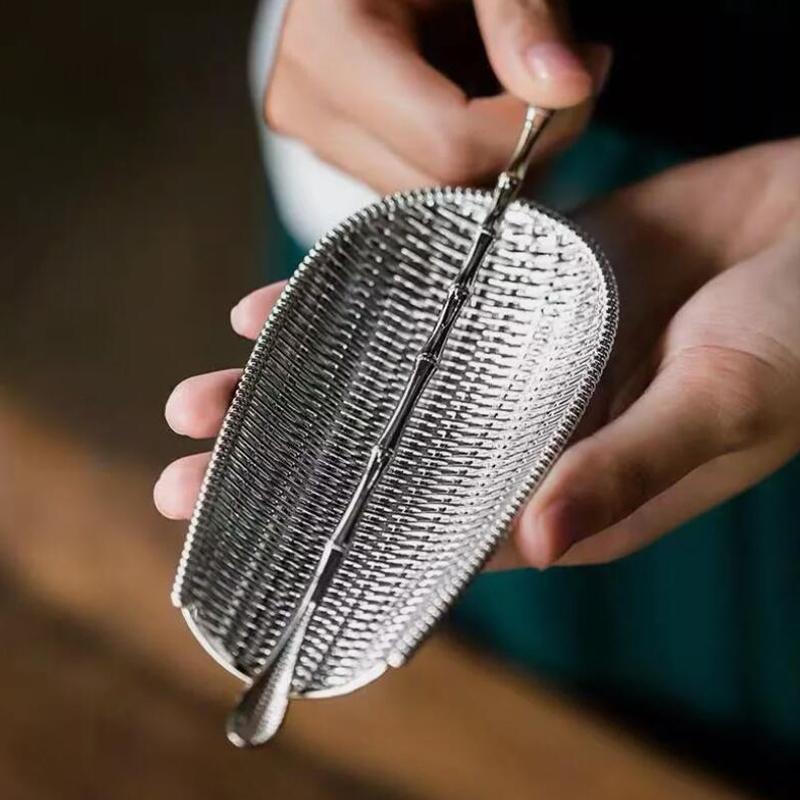 2 Stück Legierung Weben Chaze Tee Schaufel Set Handgefertigt Kaffeebohnen Aufnahme Werkzeuge Traditionelle Kung Fu Tee-Schaufel Zubehör Teezeremonie