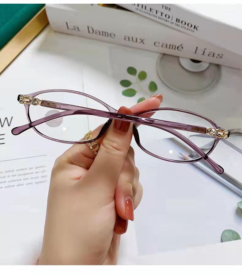 Elegant Diamond-Studded Anti-Blue Light Reading Glasses for Women - Ultra-Light, High-Definition Frames (Model 1907)