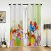 Beautiful Colorful Tulips Flowers Window Curtains For Living Room Bedroom Luxury Modern Kitchen Curtains Fabric Drapes