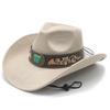 New ethnic style men's and women's jazz hats, European, American and British style new woolen top hats, western denim middle edge curl top hats