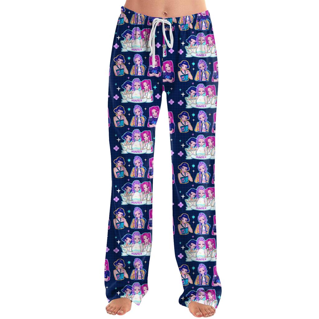 Womens Pajama Pants Sleepwear Casual Drawstring Elastic Waist Pants Comfy Straight Yoga Loose Trousers