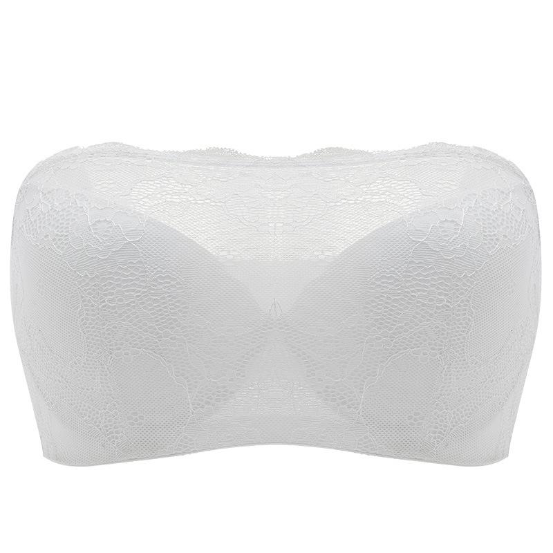Large size strapless underwear gathers non-slip tube top type soft steel ring bra anti-light thin wedding dress