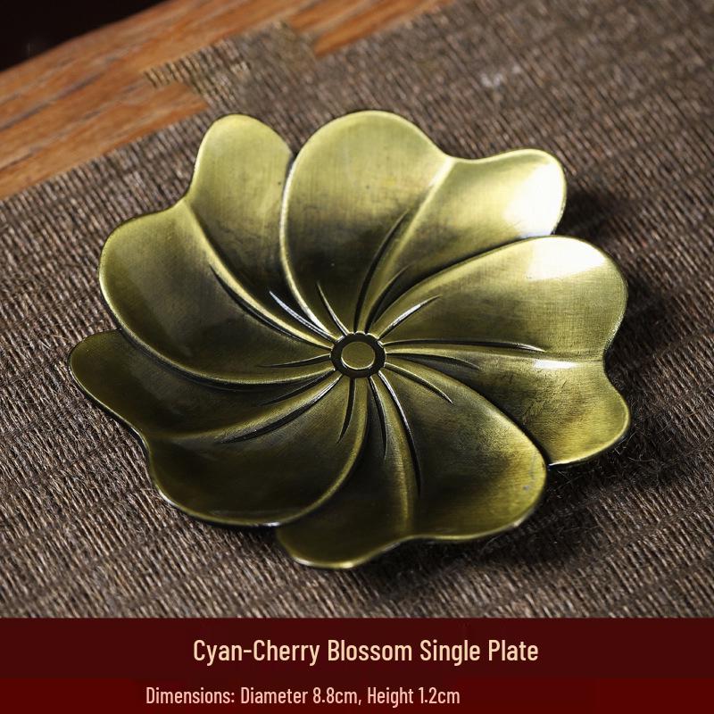 Antique Bronze Alloy Incense Holder & Burner - Japanese Zen Cherry Blossom Design