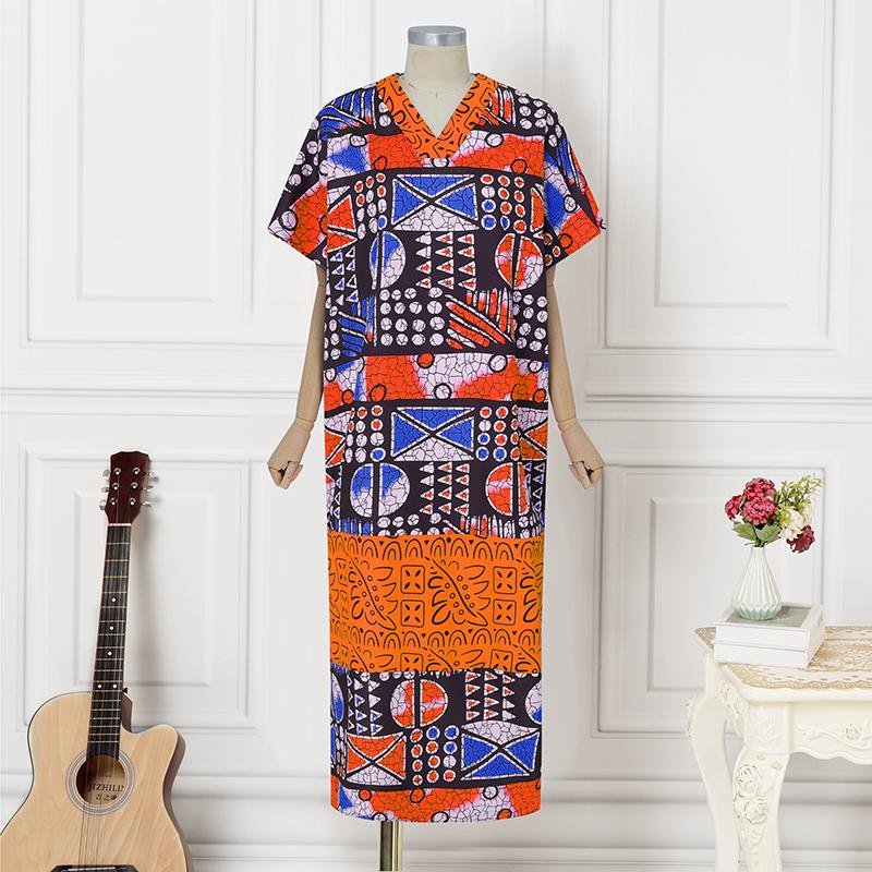 

Женское платье-кафтан макси оверсайз с V-образным вырезом и рукавами «летучая мышь» до локтя, с геометрическим принтом, повседневное 5XL оранжевый