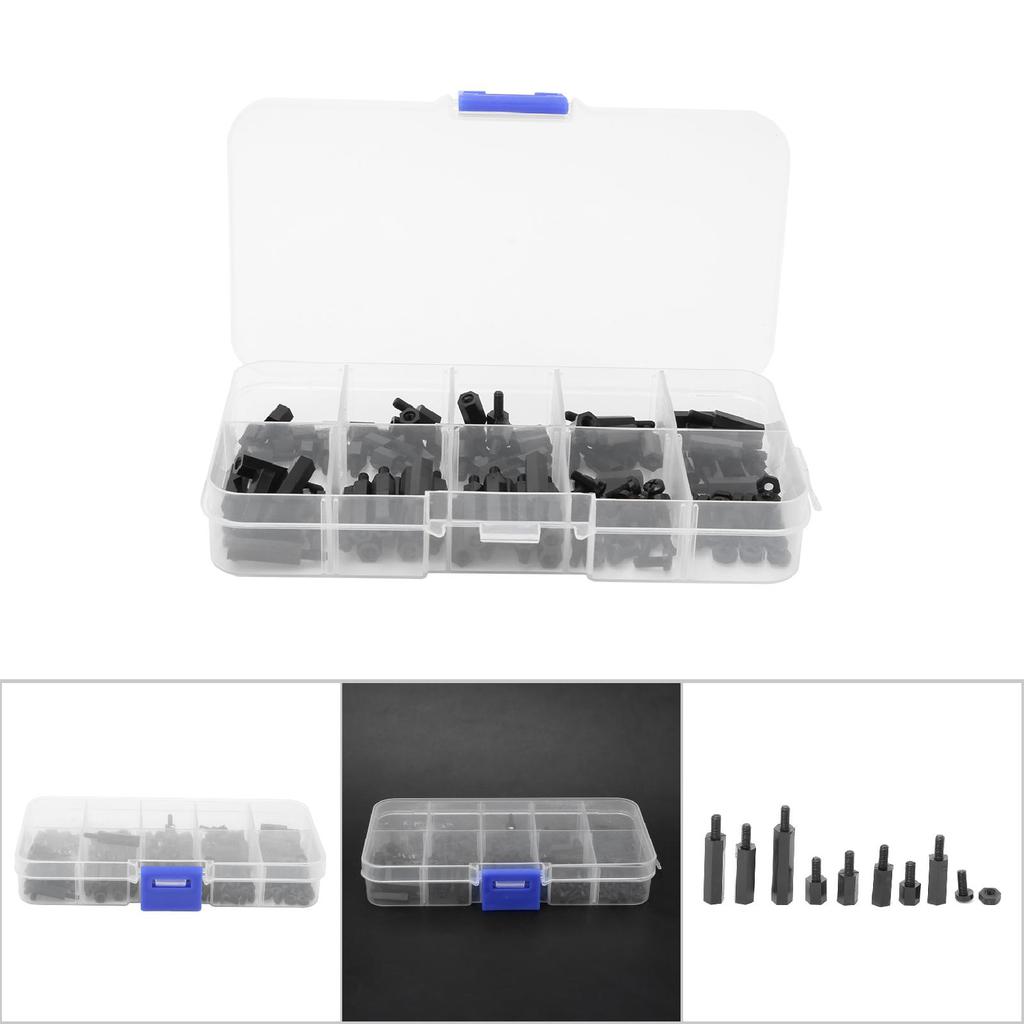 140 Pcs Nylon Screw Kit M2.5 Round Cross Screw Nut Female Male Standoff Set(Black )