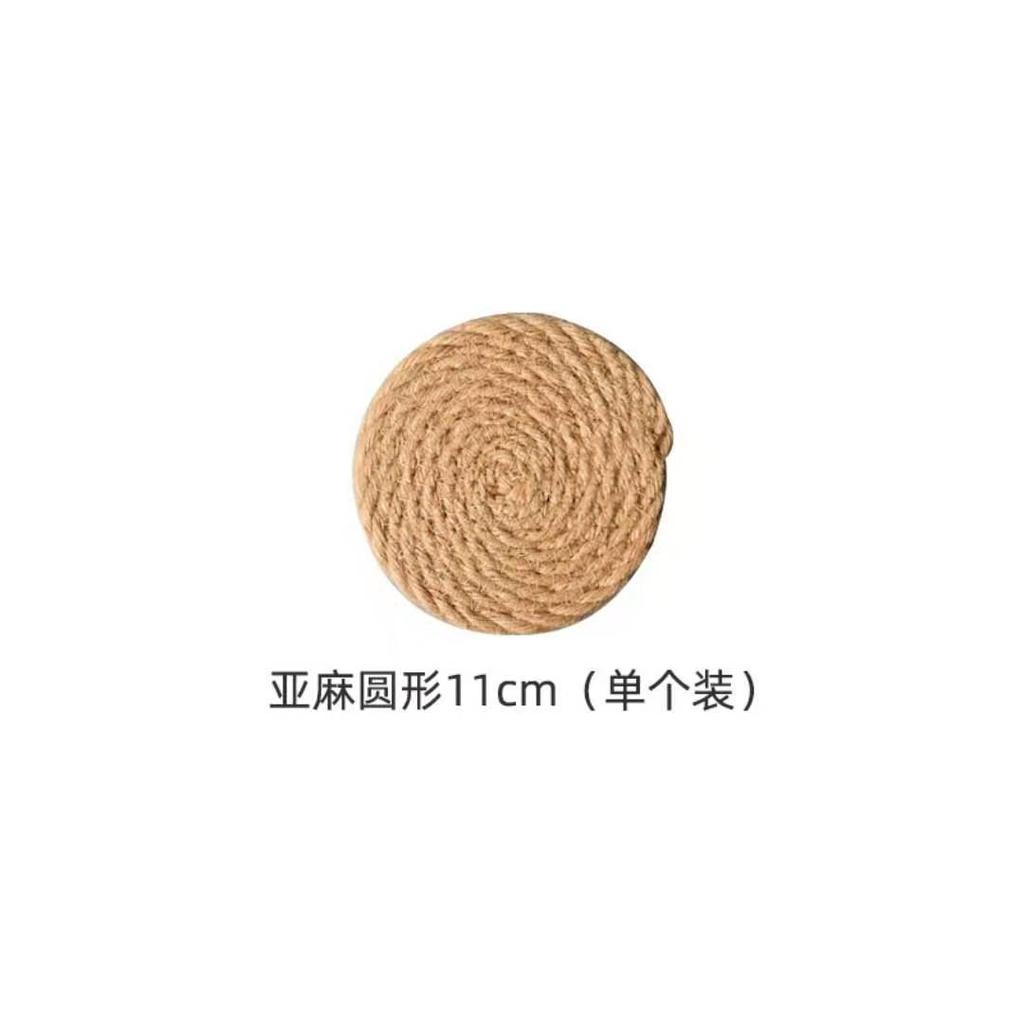 Nordic Ins Linen Woven Placemat Straw Coaster Japanese Cotton and Linen Bowl Mat Pot Mat Dining Table Household Insulation Mat