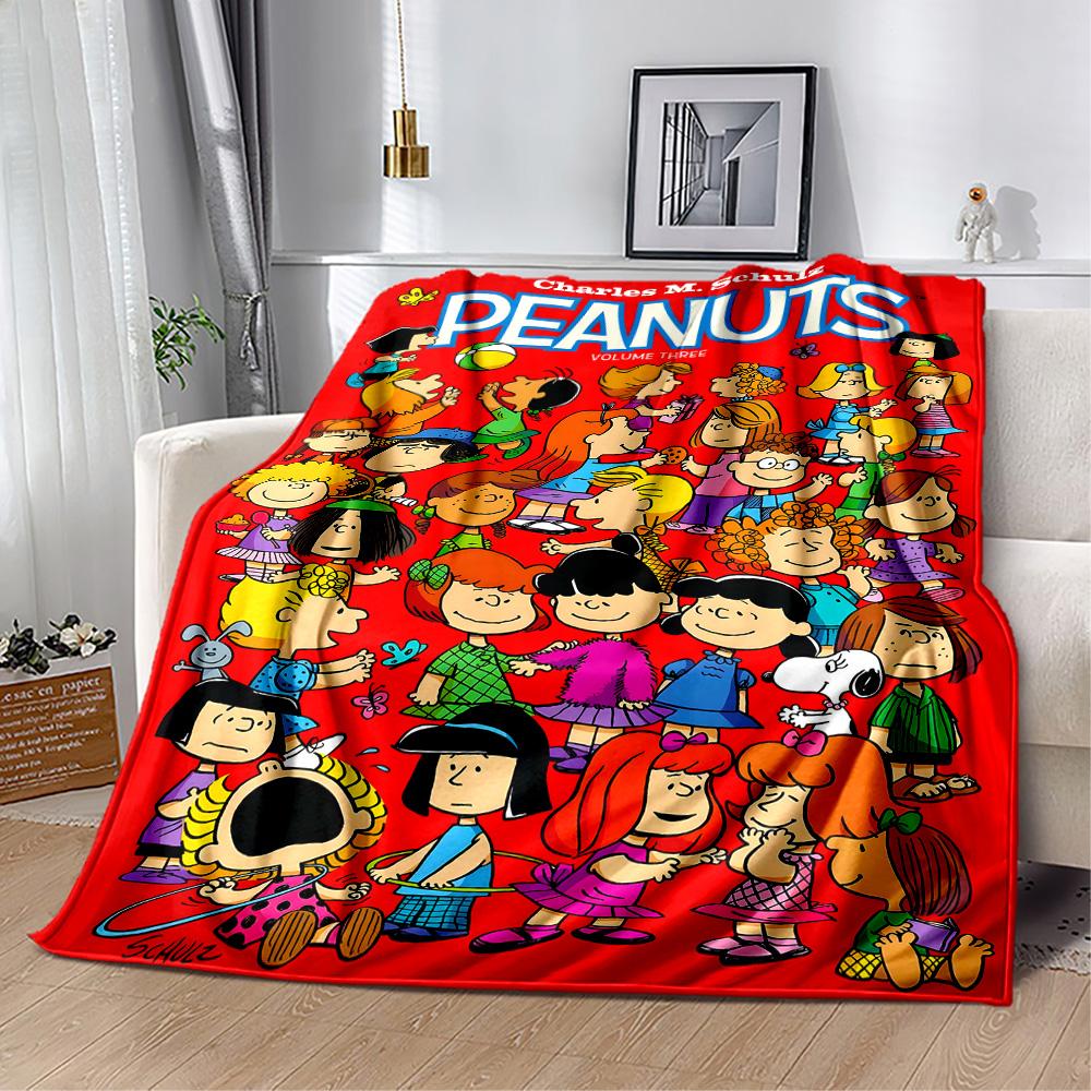 Peanuts Characters Panels Blanket Durable Comfort Perfect for Seaside Chair Sofa All-Season Use Modern Style Birthday Christmas Gift Blanket