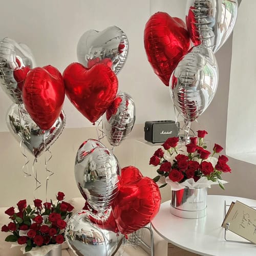 25 bucăți inimă de balon aprox. 45 cm Balon din aluminiu sclipici inimă fetiță Decor populare nuntă ziua de naștere magazin de decorare Propunerea de Valentine P