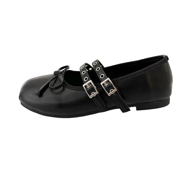 Flat-bottomed French black commuter shoes single shoes women's shoes 2025 new spring and autumn bow Mary Jane evening shoes