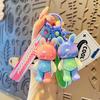 Cartoon UV Splicing Color Standing Rabbit Keychain Female Cool Electroplating Bunny Doll Keyring