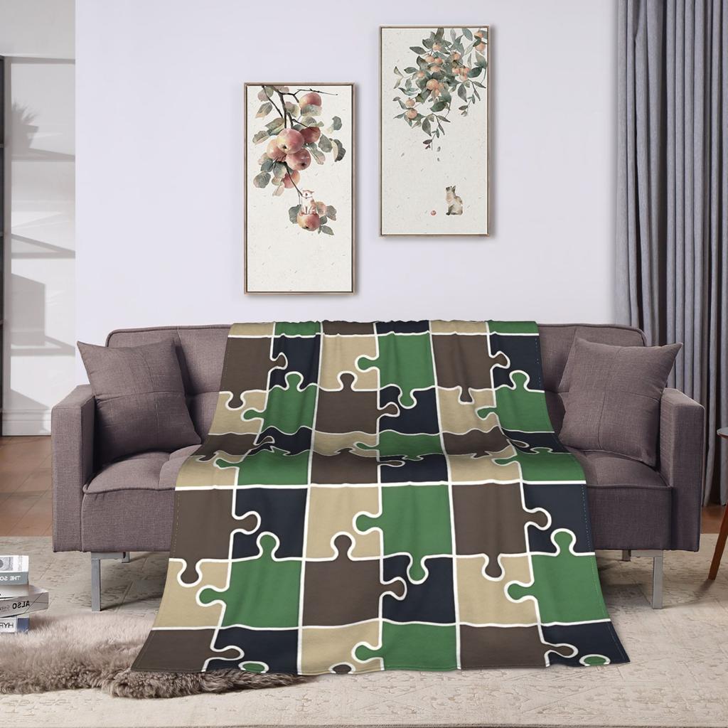 Puzzle Camouflage Pattern blanket Warm Funny Plush Throw blanket For Students Couch Bed Flannel Bedspread Bed Cover