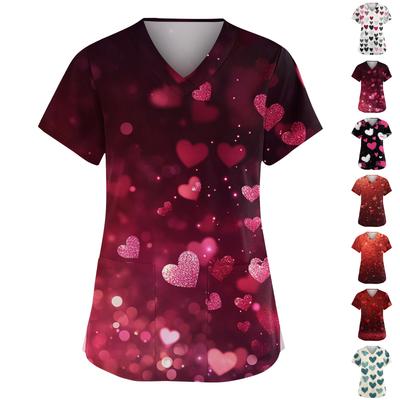 Women's Fashion V-Neck Short Sleeve Overalls With Pockets  Print Tops  Clothes