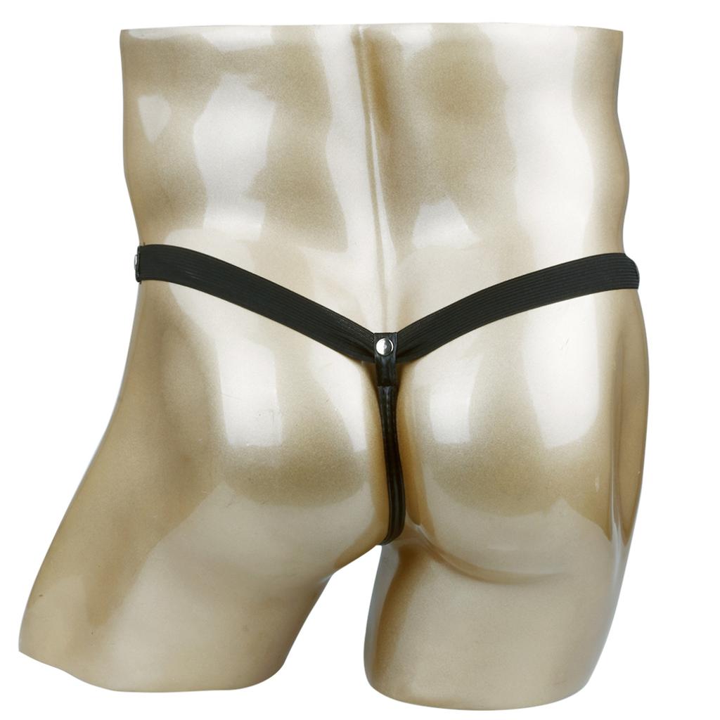 Lingerie Sexy en Faux Cuir pour Homme Poche Bulge String Culottes Slips à Boucle String Jockstrap Sous-vêtements Gay pour Homme
