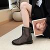 Retro design hollow breathable mesh cool boots summer new versatile high heels temperament sandals