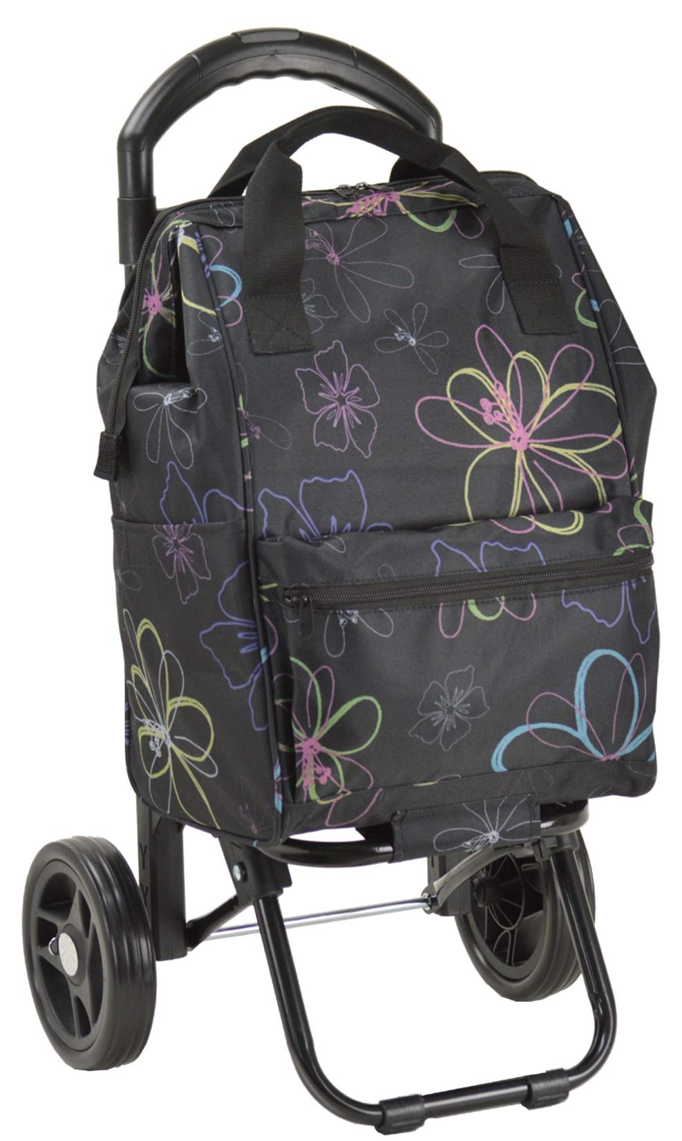 

Тележка для покупок Valentino Viscani с 2 ручками 15186 (Черный/Цветочный узор)