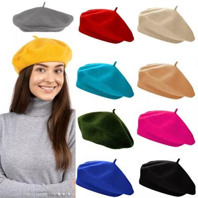 New Ladies Plain Classic Beret Hat Wool Fashion Hats French Cute