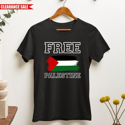 Free Palestine T-Shirt Printed Palestinian Flag Gaza Freedom Support Unisex Top