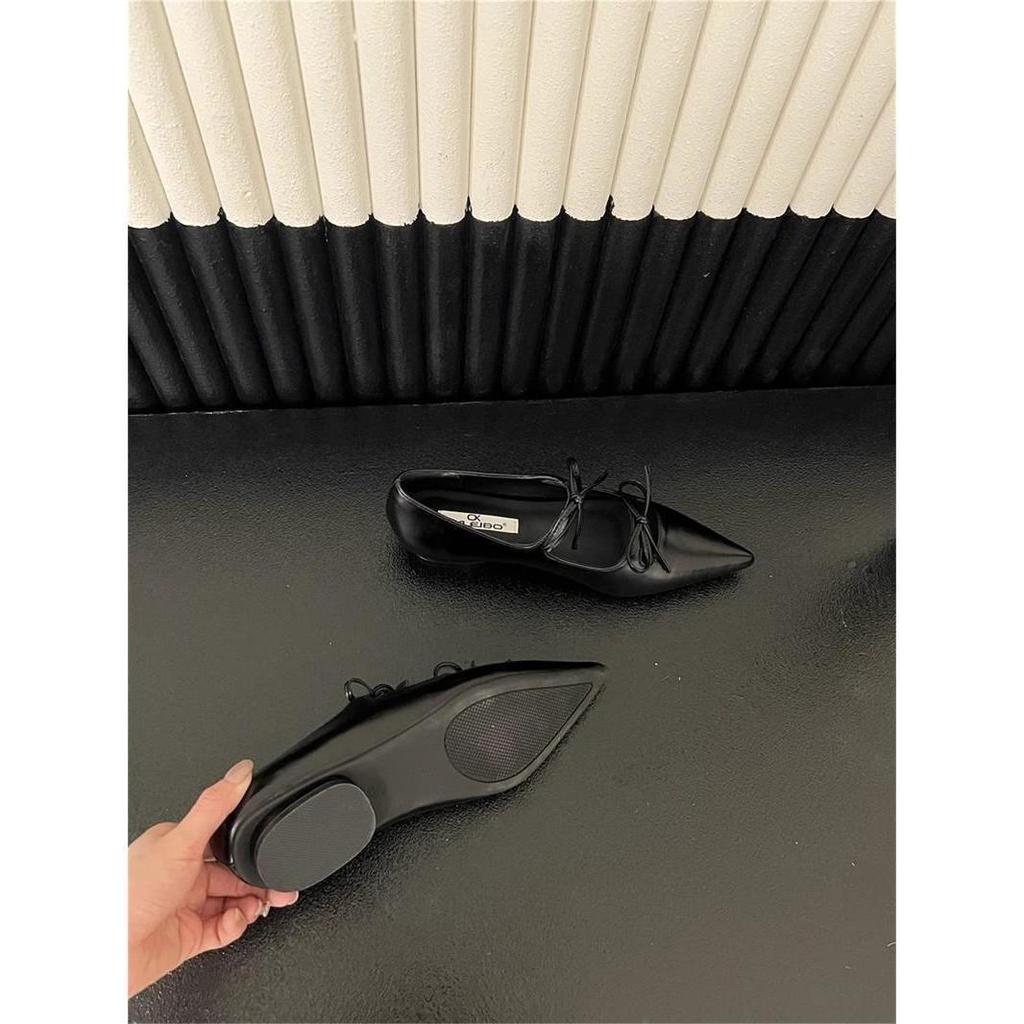 Temperament French Low-heeled Mary Jane Shoes Women's Spring and Autumn 2025 New Pointed Head Versatile Bow Gentle Single Shoes Women