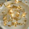 1 Stück 2M 20LED Goldene Winzige Blätter Lichterkette Batteriebetrieben LED Kupferdraht Lichterkette für Hochzeit Zuhause Party DIY Weihnachtsdeko