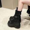 Moda Stivali Chunky con Plateau 9CM Donna Tacchi Alti Nuovo Autunno 2024 Stivaletti Mid-Calf in Pelle Sneakers di Tendenza Inverno Marroni Stivali da Moto Zapatos
