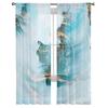 Youth Bedroom Sheer Curtains Abstract Blue Marble Texture Kitchen Study Curtains Living Room Holiday Decor Tulle Curtains