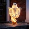 Outdoor Holiday Lawn Accents Halloween Swirling Ghost Pumpkin Yard Lamp Lighted Spooky Front Porch