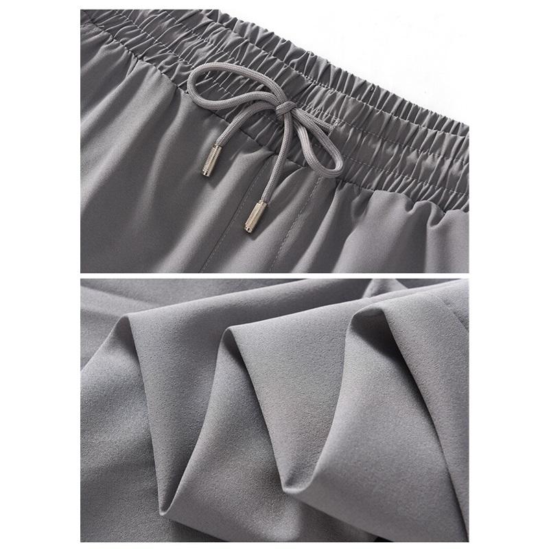 Summer New Business Ice Silk Pants Straight Elastic Waist Black Gray Trousers Breathable Simple Quick Drying Casual Suit Pants