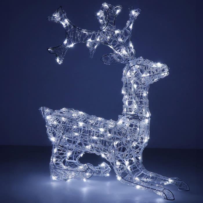 Figurina LED Renne - SPRINGOS - Éclairage de Noël - 130 diodi - IP44 - 66,5 cm bianco