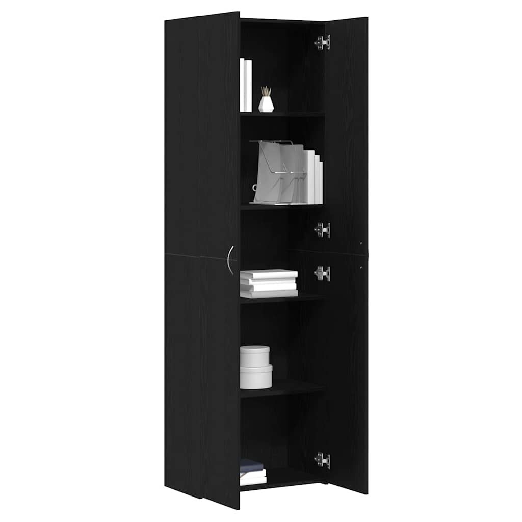 Office Cabinet Black Oak Effect 60 X 32 X 190 Cm Engineered Wood