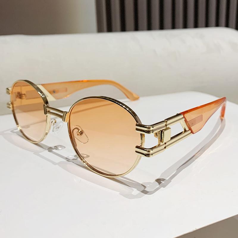 

Vintage Steampunk Round Sunglasses Women Luxury Designer Unisex Metal Frame Casual Gradeint Green Purple Sun Glasses UV400
