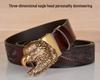 Eagle Embossed Cowhide Leather Belt with Automatic Buckle