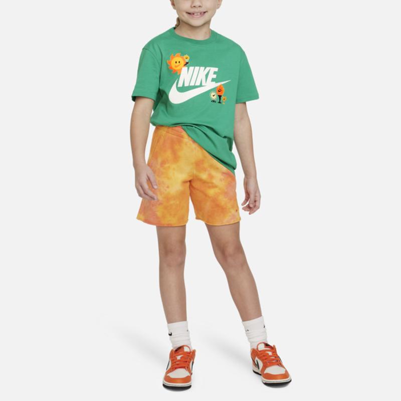 Nike Cartoon Logo Print Round Neck Short Sleeve T-Shirt Kids Tops Stadium-Green FJ7237-324