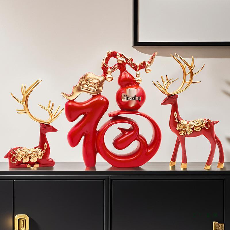 Fu Character Desktop Ornament for Cabinet or TV Stand - Chinese Style Home Decoration & Moving House Gift