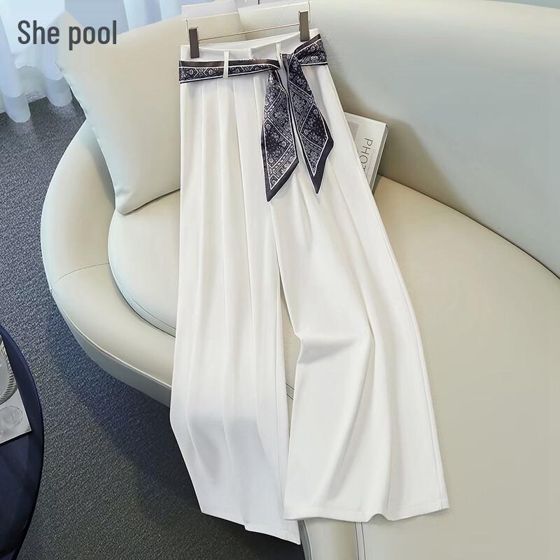 Women s Elegant Draped Pleated Wide-Leg Pants S
