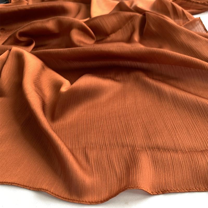2023 Natural Wrinkled Solid Color Long Crepe Silk Scarf WJA14