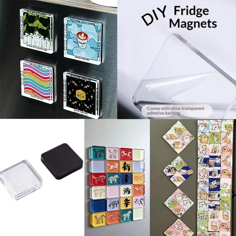 Handmade Magnetic Refrigerator Sticker Material Package Creative DIY Acrylic Fridge Magnets Souvenir Gift
