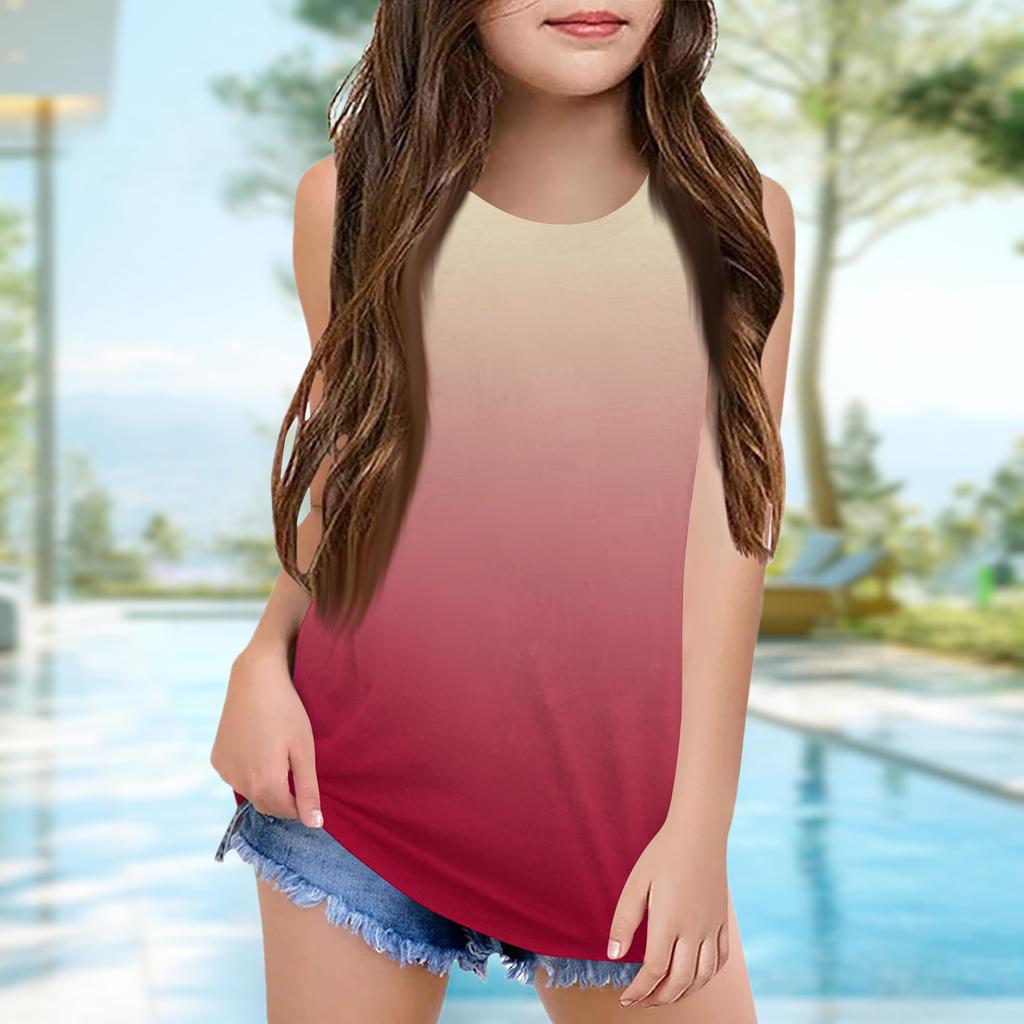 Girls  Kids Summer Crewneck Sleeveless Shirts Tank Tops