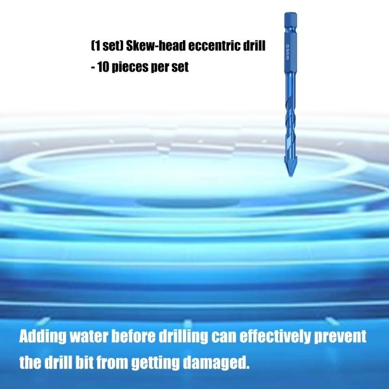 Pack Of 10 High Hardness Alloy Steel Masonry Drill Bits For Tile Glass Concrete Brick And Wood With Angled Head Design