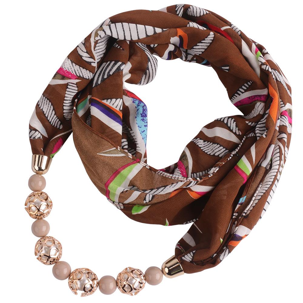 Chiffon Scarf Spring and Summer Women's Pearl Necklace Pendant Scarf Rainbow Scarf Clothing Accessories Scarf