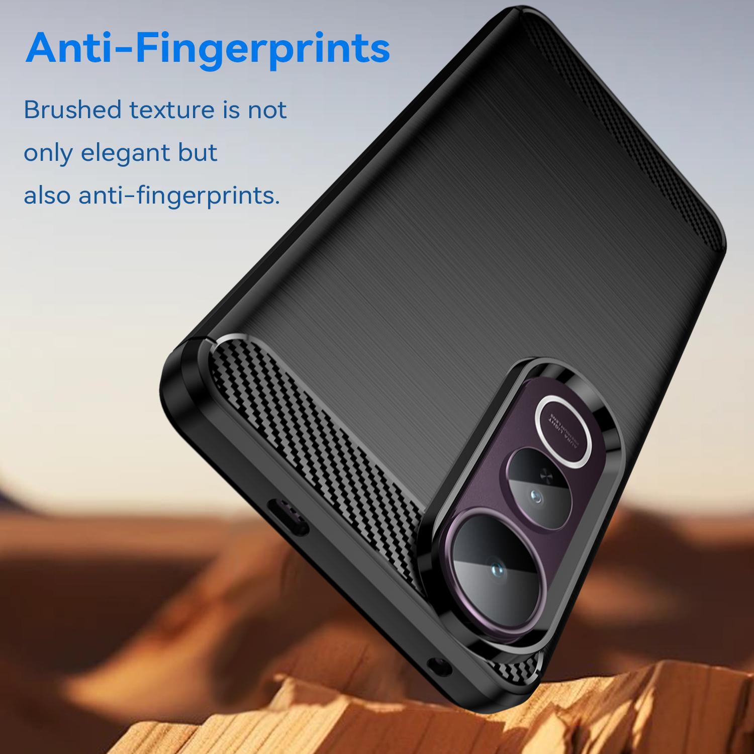 

For vivo V50 Lite 5G/4G Case Protective Phone Cover Carbon Fiber Texture Brushed Red