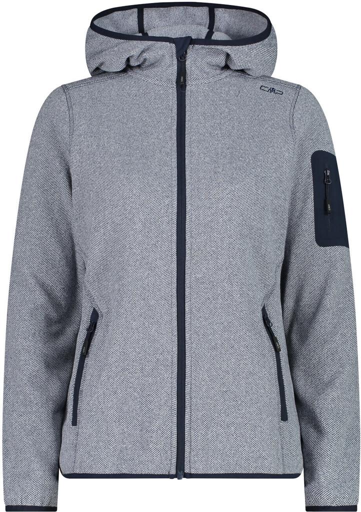 Куртка CMP Woman Fleece Jacket Fix Hood (3H19826) Женская плотная флисовая куртка Knit-Tech в пестрых тонах с капюшоном (3H19826) b.blue/bianco